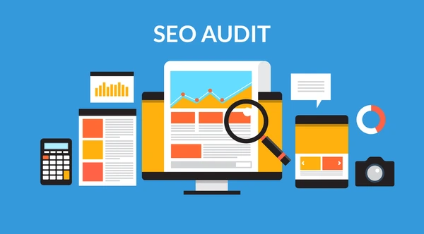 SEO audit report showing website performance metrics, technical SEO issues, keyword analysis, and optimization insights